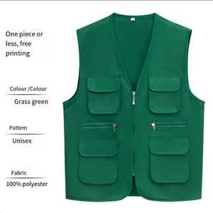 Gilet d'été décontracté à fermeture éclair pour hommes pour les activités <span class=keywords><strong>de</strong></span> plein air Logo personnalisé gilet multi-poches pour la randonnée photographie <span class=keywords><strong>de</strong></span> <span class=keywords><strong>journaliste</strong></span> - Product Image 2