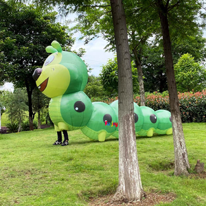 Divertido <span class=keywords><strong>Disfraz</strong></span> Inflable de Oruga Verde, Traje Ligero de <span class=keywords><strong>Gusano</strong></span> Multisección Inflado con Aire para Halloween, Cosplay y Eventos Temáticos - Product Image 2