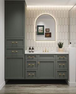 Mueble de Baño de Pared de Estilo Retro Americano con Lavabo de Cerámica Integrado - Product Image 5