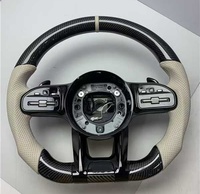 Volant en cuir blanc et fibre de carbone forgée pour Mercedes Benz W204 W205 W211 W213 W212 W222 EQA E550 G63 C63 AMG GT