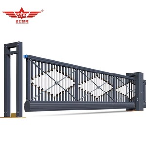 Shengshichanglong Modern <b>Retractable</b> Automatic Aluminium Sliding Driveway Fence <b>Gate</b> Swing for Apartment Hospital Gym Garden - Product Image 1