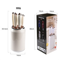 Ensemble de couteaux en acier inoxydable de 6 pièces, style boîte, avec bloc à couteaux, ensemble de couteaux de haute qualité pour la maison