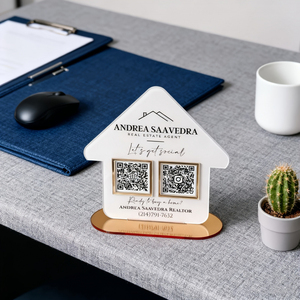 Letrero de Código QR Personalizado en Acrílico de 5mm/10mm, Corte de Texto/Base de Espejo, 2 Códigos Definibles, Exhibición para Tiendas, Recepción, Marca Empresarial - Product Image 3