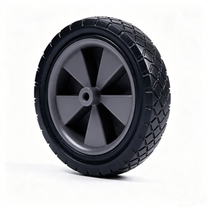 7x1.5 Inch Flat Free Solid Rubber <b>Wheel</b> Knobby Tread Grey <b>Plastic</b> Rim <b>Wheel</b> for Hand Truck Trolley Utility Cart - Product Image 1