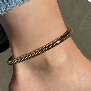 <span class=keywords><strong>Cavigliera</strong></span> Trendy in Acciaio Inossidabile, Catena a Serpente Rotonda da 5MM, Braccialetto alla Caviglia alla Moda per Ragazze - Product Image 2
