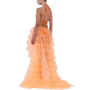 Robe de bal <span class=keywords><strong>Tutu</strong></span> en mousseline de soie au crochet pour femmes robe Maxi <span class=keywords><strong>jupe</strong></span> longue décontractée transparente couches à volants fente maille mariages à séchage rapide - Product Image 4