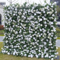 Dekorasi Dinding Bunga Daun Mawar Peony Hijau Putih Hutan 5D Baru untuk Latar Belakang Pernikahan, Pemotretan Foto, Elegan Modern Romantis