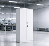 Armoire métallique à 2 portes avec serrure à clé, casier de rangement en métal à un seul niveau pour bureau et dortoir