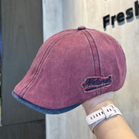 Gorra Newsboy de Mezclilla Desgastada Estilo Americano para Mujer, Primavera-Verano, Nueva, Vintage, Estiliza el Rostro, Versátil, Reversible