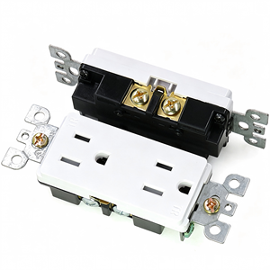 Cubierta de Tomacorriente de Pared de Plástico Blanco con 2 Receptáculos Dobles 125V 15A IP20 Estilo Minimalista - Product Image 6