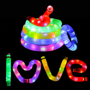 Stress Relieving Luminous Telescopic <b>Tube</b> Toy <b>LED</b> Light Water Pipe Color Pop Glow Lithium Ion Battery Lightsaber Kid's Gift Box - Product Image 4