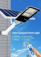 Lampe solaire de rue à LED étanche IP65 50W-400W avec télécommande pour jardin, cour, mur extérieur