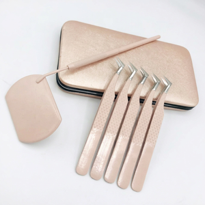 Pince à épiler professionnelle en acier inoxydable, testée à la main, avec revêtement pêche et grip diamant, forte adhérence, personnalisable, pour extensions de cils, pointue - Product Image 1
