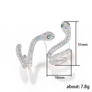 Pendientes de serpiente de oro blanco con diamantes y diamantes de fantasía para mujer, joyería de lujo para fiestas - Product Image 6