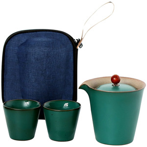 Service à thé de voyage portable, une théière, deux tasses, style Kung Fu, théière et tasses rétro, style chinois - Product Image 2