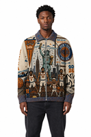 Cardigan tricoté personnalisé à fermeture éclair, motif graphique de basket-ball de New York, veste à col, broderie 3D, style sportif, OEM ODM