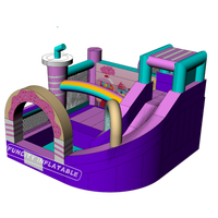 Château gonflable commercial Funcity en PVC avec toboggan pour parcs d'aventure