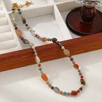 Bijoux fantaisie plaqué or véritable perles tchèques apatite agate filles faites à la main collier de perles tour de cou chandail chaîne