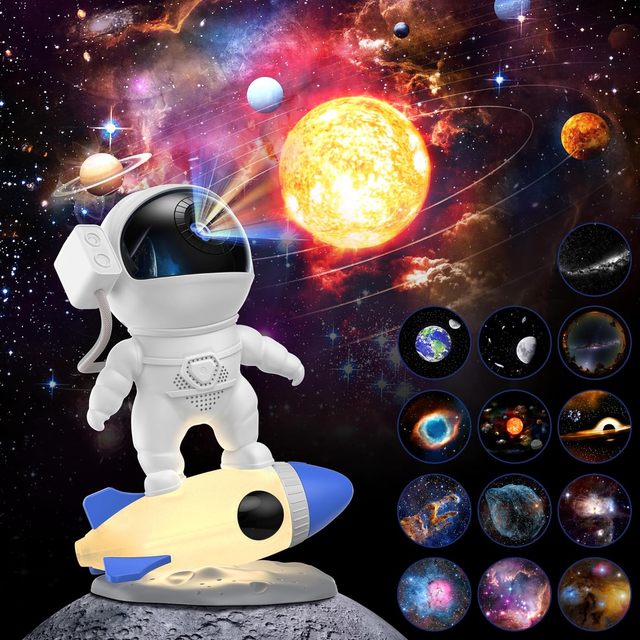 13 in 1 Planetarium Rocket Star Astronaut Galaxy Projector Realistic Starry Sky LED Night Light with Solar System Nebula Moon