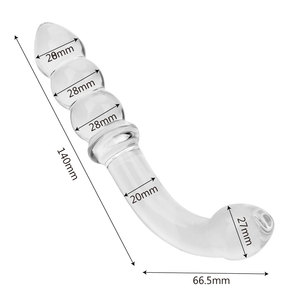 دسار زجاجي ، عصا متعة كريستال عازمة مزدوجة النهاية سدادة شرجية حبات جنسية لتحفيز منطقة جي-سبوت لعب جنسية - Product Image 6