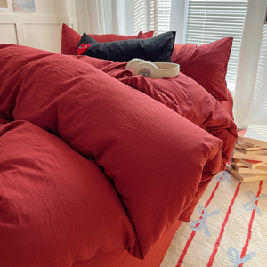 Juego <span class=keywords><strong>de</strong></span> Ropa <span class=keywords><strong>de</strong></span> <span class=keywords><strong>Cama</strong></span> <span class=keywords><strong>de</strong></span> Cuatro Piezas <span class=keywords><strong>de</strong></span> Algodón Lavado 100% <span class=keywords><strong>de</strong></span> Color Liso, Venta al por Mayor <span class=keywords><strong>de</strong></span> Fábrica - Product Image 4