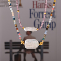 À la mode Baroque Imitation Perle Pendentif Collier En Acier Inoxydable 18k Plaqué Or Coloré Pierre Naturelle Collier De Perles