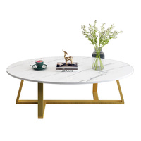 Table basse moderne de luxe YQ Forever, plateau rond en marbre, pieds en métal, mobilier de salon