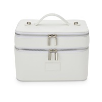 Nouvelle trousse de maquillage portable pour femmes, imperméable, double couche, fermeture éclair en PU, grande capacité, pliable