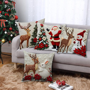 <b>Christmas</b> Pillowcases Festive <b>Reindeer</b> and Bunny Decorations Sofa Decorations 45x45cm Square Plush Soft Fashionable - Product Image 1