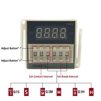 CHY DH48S-S Relais temporisé numérique 220V AC à cycle répétitif SPDT, programmable, avec socle de montage sur rail CE F512