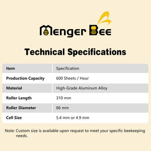 Nouvelle machine à embosser la cire d'abeille manuelle MengerBee haute efficacité 600 feuilles/heure en alliage d'aluminium M310E, équipement d'apiculture, garantie 1 an - Product Image 3