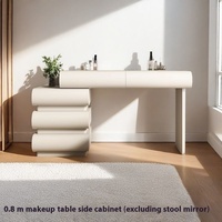 Coiffeuse moderne crème avec miroir éclairé et rangement pour petit appartement, salon, haut de gamme