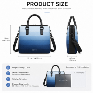 Vintage Handmade Blue Gradient Unisex Luxury Business Briefcase Laptop <b>Bag</b> Office Crossbody <b>Bag</b> OEM ODM for Business Use - Product Image 2