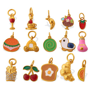 Colgante de <span class=keywords><strong>la</strong></span> <span class=keywords><strong>serie</strong></span> de alimentos personalizados: Mini hamburguesa y patatas fritas de acero inoxidable, accesorios DIY para <span class=keywords><strong>la</strong></span> creación de joyas. - Product Image 5