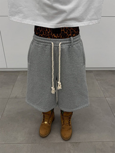 <strong>Leopard</strong> Animal <strong>Print</strong> Custom Drawstring French Terry Double Waist Gray Running 100% Cotton Sweat <strong>Shorts</strong> for <strong>Men</strong> Vintage <strong>Shorts</strong> - Product Image 1