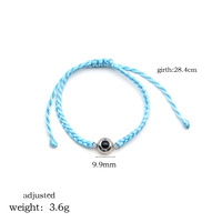 Bracelet tissé simple et tendance, 100 langues 'Je t'aime', projection nano, cadeau personnalisé avec photo, boule de cœur, perle
