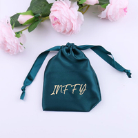 Sacs à cordon en satin avec logo personnalisé, pochettes à bijoux recyclables de luxe pour bagues, boucles d'oreilles et colliers