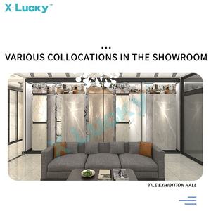 Support de présentation coulissant pour échantillons de sol sur mesure en salle d'exposition, présentoir <span class=keywords><strong>horizontal</strong></span> pour dalles de pierre frittée, présentoir de carreaux à pousser et à tirer - Product Image 5