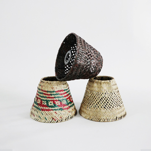 Tùy chỉnh vải Chụp đèn bảng đèn bông xếp li Đồng bằng mây tre dệt Chụp đèn cho LED bảng đèn trang trí đèn bàn - Product Image 5