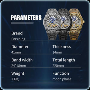 Reloj FORSINING marca de lujo relojes automáticos hombres moda esqueleto Dial completo Acero inoxidable reloj mecánico Relojes Hombre - Product Image 5