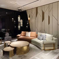 Ensembles de canapés de salon européens haut de gamme, 3-4 places, canapé incurvé en cuir nubuck moderne et luxueux pour salon