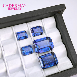Cadermay Cornflower Blue Synthetic Sapphire Emerald Cut Loose Stone For Jewelry Making - Product Image 3