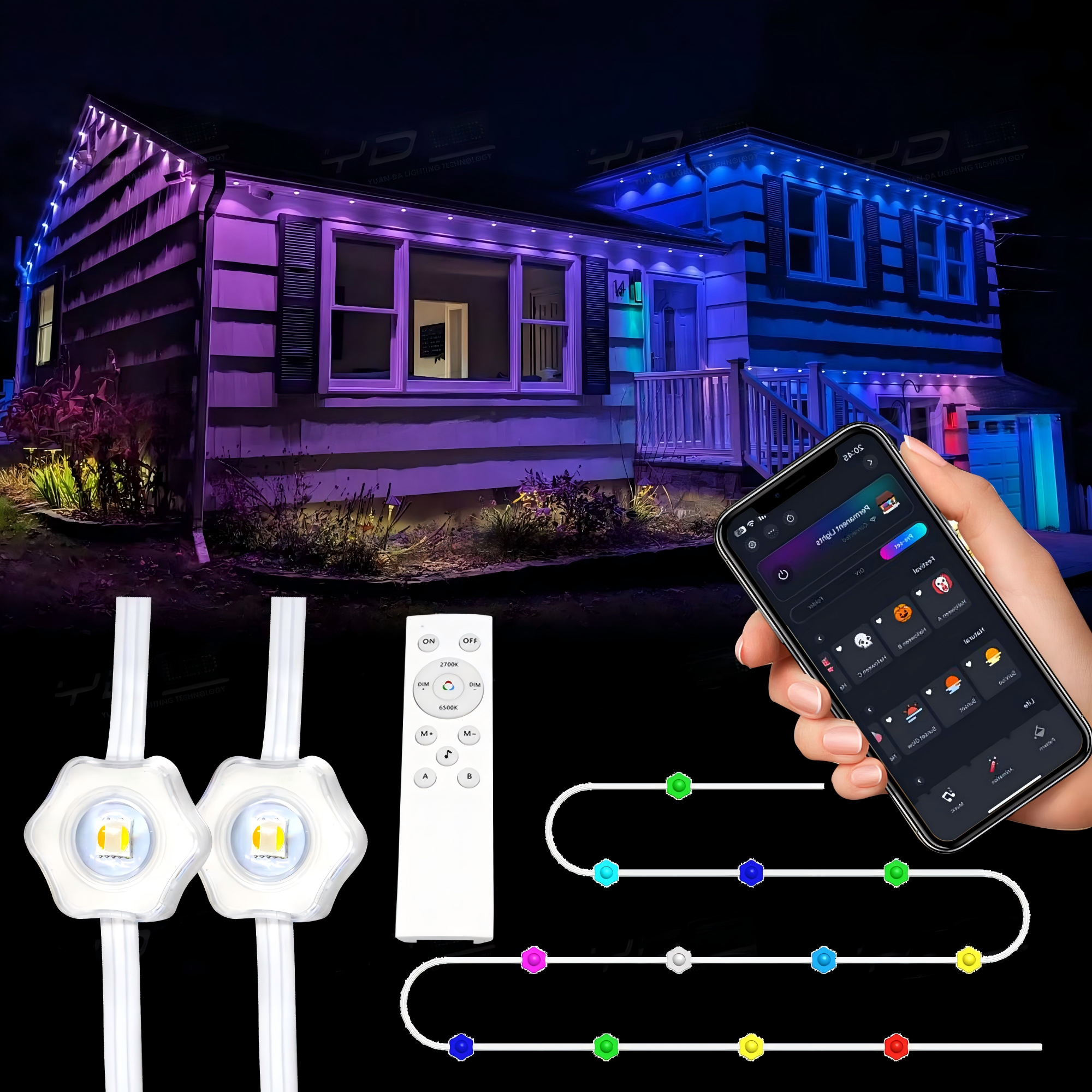 High Quality RGBIC RGBW Pixel IP68 DC36V 3-Year Warranty Permanent Outdoor Light Pro Home Holiday Lighting with Scenes