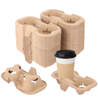 Plateau porte-gobelets personnalisé écologique pour 2 ou 4 gobelets, porte-gobelets en papier jetable avec poignée, porte-boissons chaudes à emporter