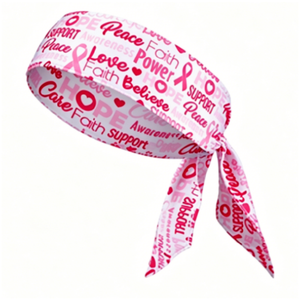 Fascia per capelli rosa all'ingrosso per la consapevolezza sulle malattie del seno, con nastro elastico galleggiante a tema, per eventi sportivi e beneficenza da donna - Product Image 4