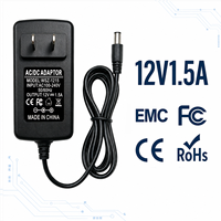 Adaptateur secteur AC/DC 12V 1,5A 18W personnalisé en gros, approuvé FCC, conforme RoHS, certifié CE, adaptateur mural