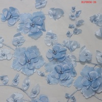 Tela de encaje de tul bordado con flores 3D de gasa rosa al por mayor, ideal para bodas - ¡Gran oferta!