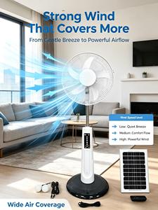 Ventilateur électrique commercial tendance avec panneau solaire, coffret cadeau, ventilateur rafraîchisseur d'air solaire, ventilateur à batterie solaire - Product Image 1