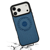 Étui de téléphone de luxe antichoc à chargement magnétique sans fil en similicuir PU à motif fibre de carbone, personnalisé directement par l'usine ODM Denior