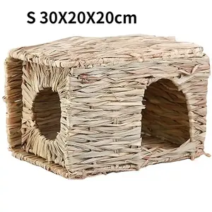 Wholesale Factory Outdoors Hand Made Foldable Woven Grass Pet <strong>Rabbit</strong> Hamster Guinea Pig Cage Nests <strong>House</strong> Small Animals <strong>House</strong> - Product Image 5